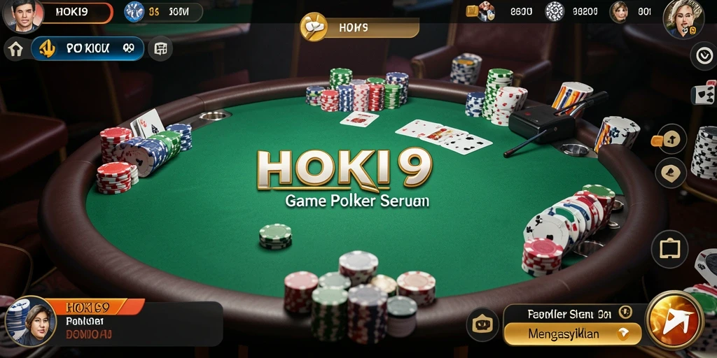 Tampilan gameplay Poker seru di HOKI9 yang penuh aksi.
