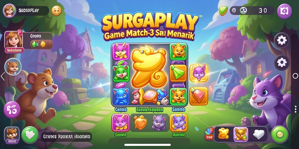 Screenshot gameplay SURGAPLAY menampilkan aksi seru Match-3.