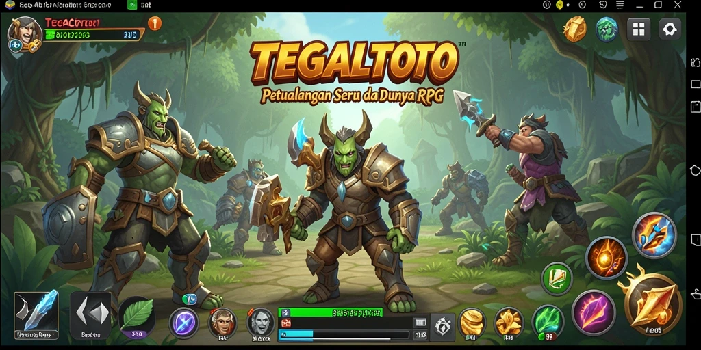 Tampilan gameplay seru TEGALTOTO dengan karakter dan monster yang beragam.